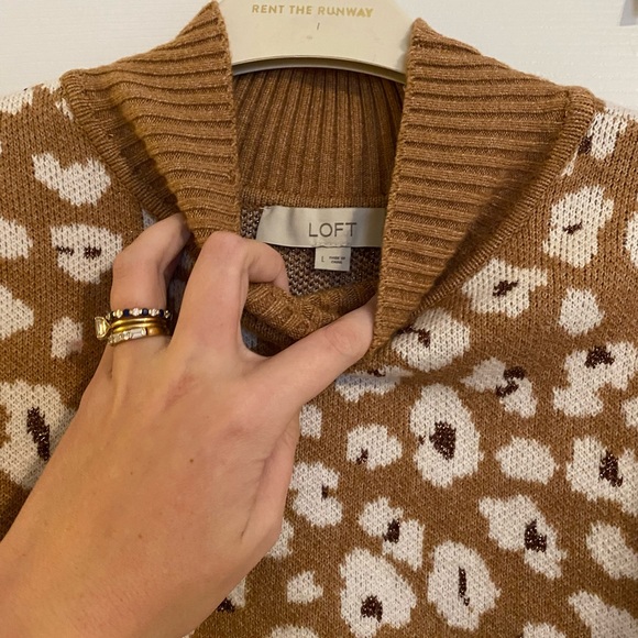 NWOT Loft Leopard Metallic Sweater Large - Picture 2 of 4